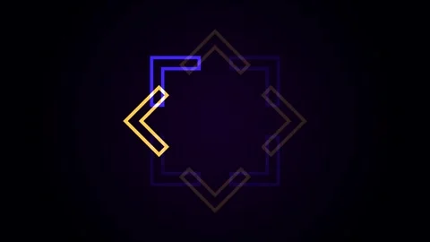 Abstract Neon Arrows Rotating In Diamond Shape Over Dark Background Cinemat.. Stock Footage 342511510