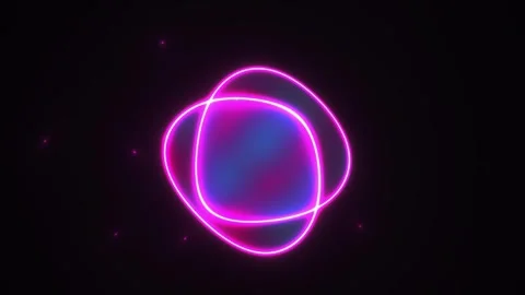 Abstract Neon Atom Model Glowing In Dark Space. Stock Footage 334495956