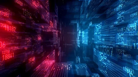 Abstract neon background. Binary code.Artificial Intelligence.Digital technology Video stock 111406424
