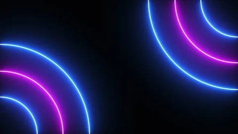 Abstract neon background of blue and pink laser lines forming circles. Stock Footage 307868983