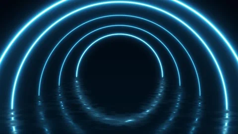 Abstract neon background with circle beams of light. Futuristic studio concept Video stock 242429742