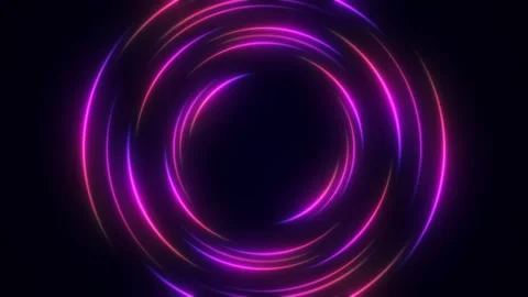 Abstract neon background with circle beams of light. Futuristic studio concept Stock Footage 242429809