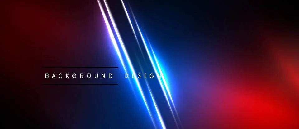 Abstract neon background. Diagonal lines intersect, creating vibrant red, blu 스톡 일러스트