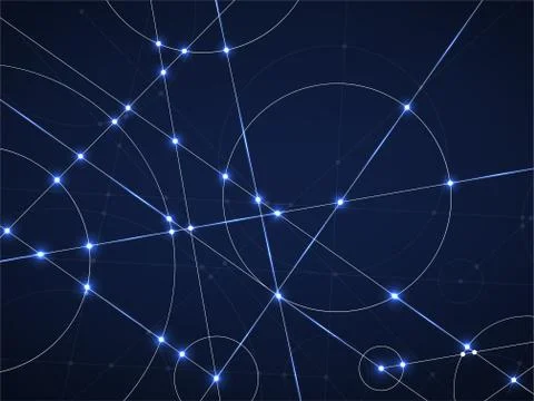 Abstract neon background of engineering drawing. Technological wallpaper made Stock Illustration