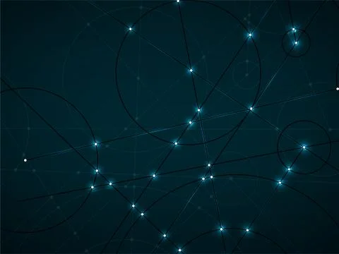 Abstract neon background of engineering drawing. Technological wallpaper Stock Illustration