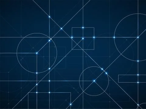 Abstract neon background of engineering drawing. Technological wallpaper Illustrazione stock