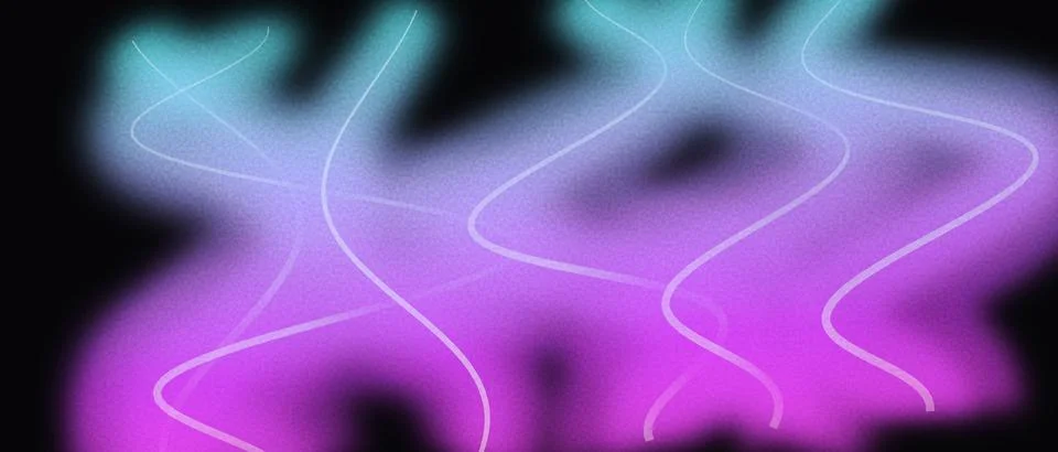 Abstract neon background. Features glowing purple and cyan wavy lines with .. Stock Illustration