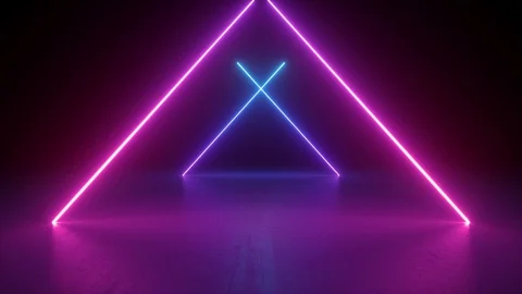 Abstract neon background, flight forward through triangular corridor, appeari 動画素材 116416425