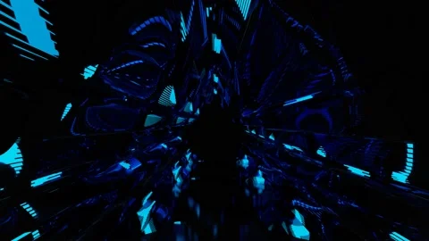 Abstract neon background, flight forward through square corridor, appearing glow Stock Footage 157746671