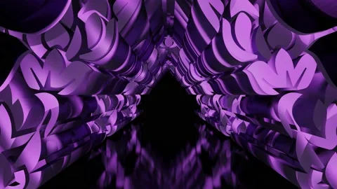 Abstract neon background, flight forward through square corridor, appearing glow Stock Footage 157759096