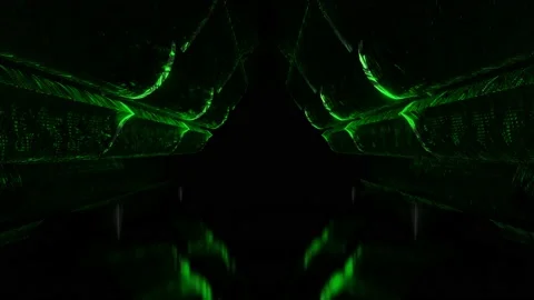 Abstract neon background, flight forward through square corridor, appearing glow Stock Footage 157765765