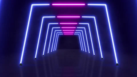 Abstract neon background flight forward through polygon corridor Stock Footage 233657002