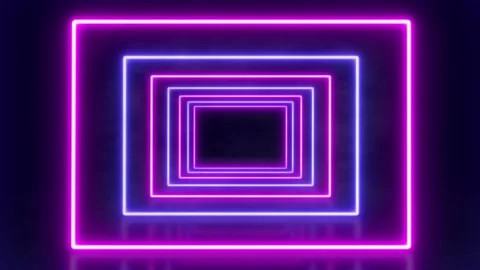 Abstract neon background flight forward through square corridor Stock Footage 233657086