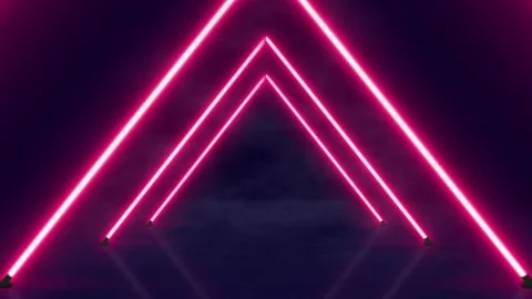 Abstract neon background flight forward through triangle corridor Stock Footage 233657180