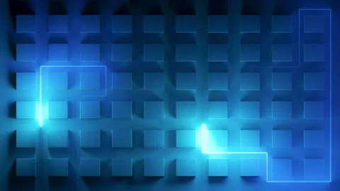 Abstract neon background with geometric shapes drawn by laser lines. Stock Footage 325794260