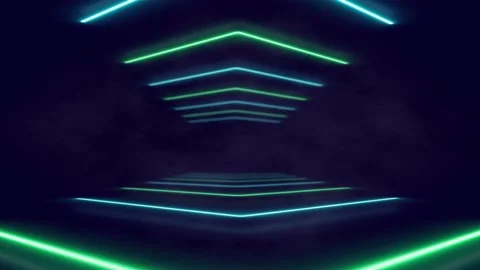 Abstract neon background with glowing arrows showing forward direction2 Stock Footage 233657171