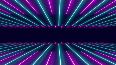 Abstract neon background with glowing lines showing forward direction Stock Footage 233656932