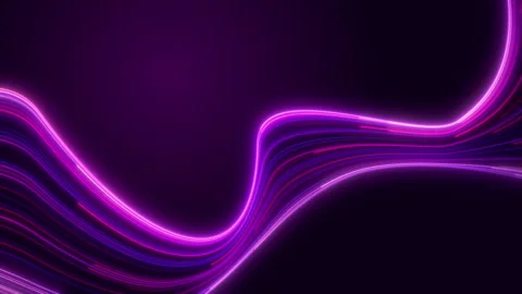 Abstract neon background, Neon light trails curving smoothly across a deep Stock Footage 313169190