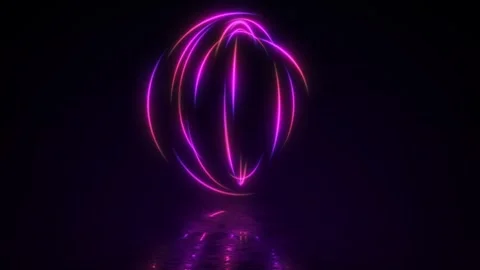 Abstract neon background with sphere beams of light. Futuristic studio concept Video stock 242429788