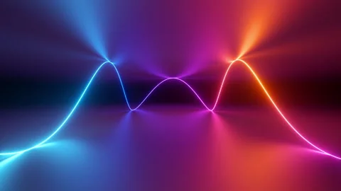 Abstract neon background with spinning wavy line, looping 3d animation Stock Footage 154753570
