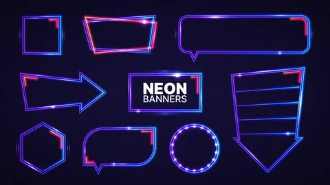 Abstract neon banners set Stock Illustration