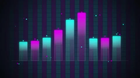 Abstract Neon Bar Chart Growing Upwards, Financial Data Analysis, Digital G.. Stock Footage 348415936