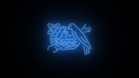 Abstract neon bird and tree icon animation .the bird sit on tree and black .. Stock Footage 299567659