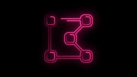 Abstract neon blockchain network animation on black background glowing pink.. Stock Footage 314545280