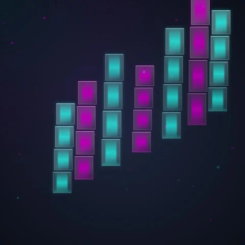 Abstract Neon Blocks Ascending Graph, Digital Data Visualization, Futuristi.. Stock Footage 348230500