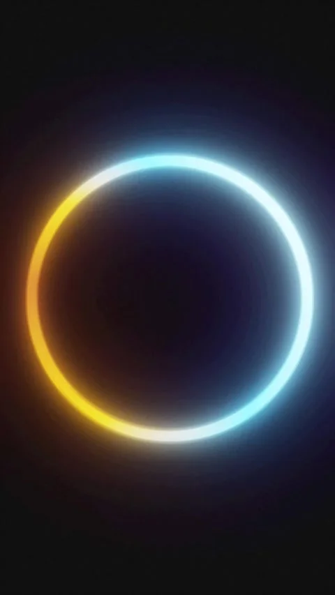 Abstract Neon Blue and Orange Gradient Ring Loader Loop Stock Footage 340454517