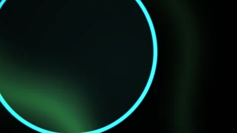 Abstract Neon Blue Circle Glowing with Dynamic Green Light Streaks on Dark .. 動画素材 341775812