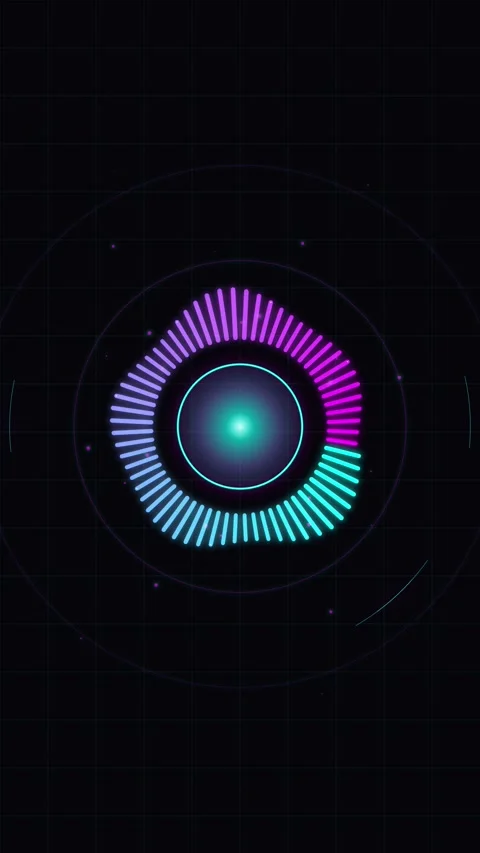 Abstract neon blue circular equalizer interface glowing futuristic technolo.. Stock Footage 345487298