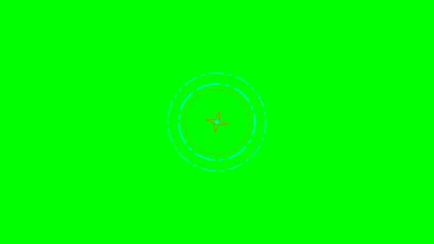 Abstract neon blue circular hud element on a solid bright green background Video stock 340901777