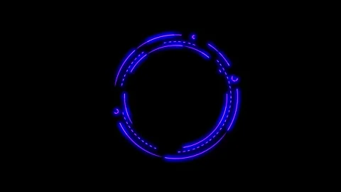 Abstract neon blue circular hud interface element on black background Stock Footage 346074056