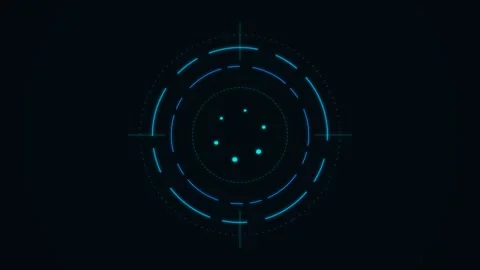 Abstract neon blue concentric circles glowing against a deep black background 库存影片 338310774