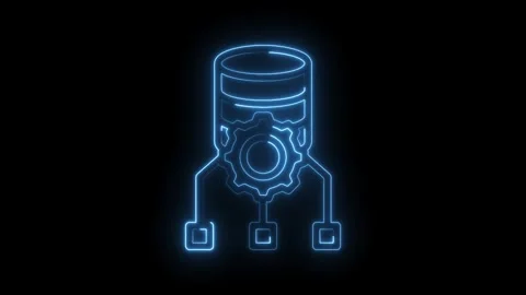 Abstract neon blue database with rotating gear and data connections on blac.. Stock Footage 346014129