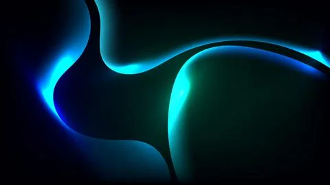 Abstract neon blue flowing waves on dark background futuristic technology a.. Stock Illustration