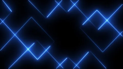 Abstract neon blue geometric lines on black background motion footage. Video stock 337805464