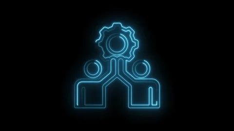 Abstract neon blue glowing icon symbolizing teamwork collaboration and synergy Stock Footage 333955530