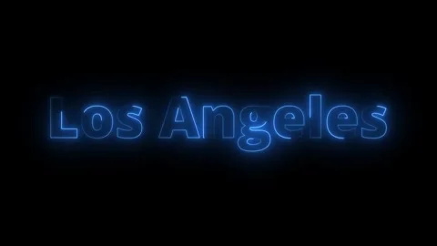 Abstract neon blue glowing Los Angeles city text animation on black backgro.. Stock Footage 341504988