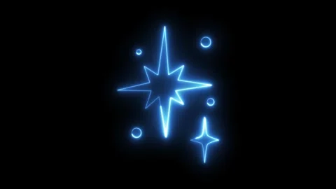 Abstract neon blue glowing multi-point star animation with sparkling circle.. 스톡 동영상 318521254