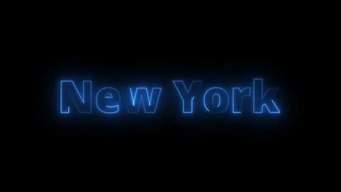 Abstract neon blue glowing New Work city text animation on black background.. Stock Footage 340179420