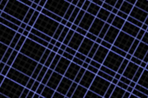 Abstract neon blue grid lines on black background Stock Illustration