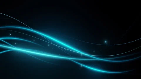 Abstract neon blue light trails on black background Stock Footage 284014530