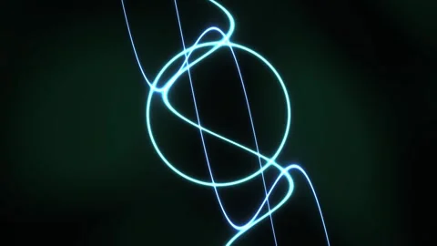 Abstract Neon Blue Light Trails Orbiting a Central Circle. 스톡 동영상 334495982