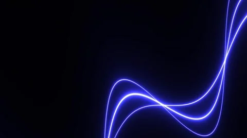 Abstract Neon Blue Light Trails on Black Background Dynamic Flowing Lines. Видео 339150257