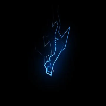 Abstract neon blue lightning with a glow effect, electrical discharge. Stock Illustration