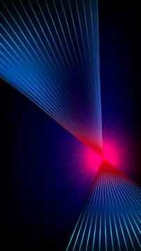 Abstract neon blue lines converging on glowing pink focal point in dark dig.. Stock Illustration