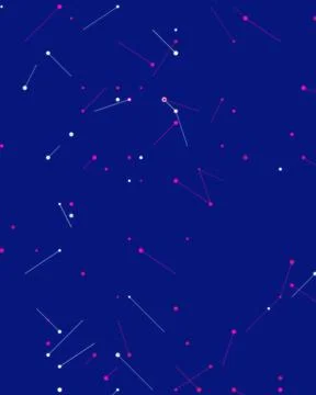 Abstract Neon Blue Network Background with Glowing Pink and White Dots and .. Illustrazione stock