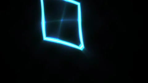 Abstract Neon Blue Rhombus Shape Glowing on Black Background. Stock Footage 333917422